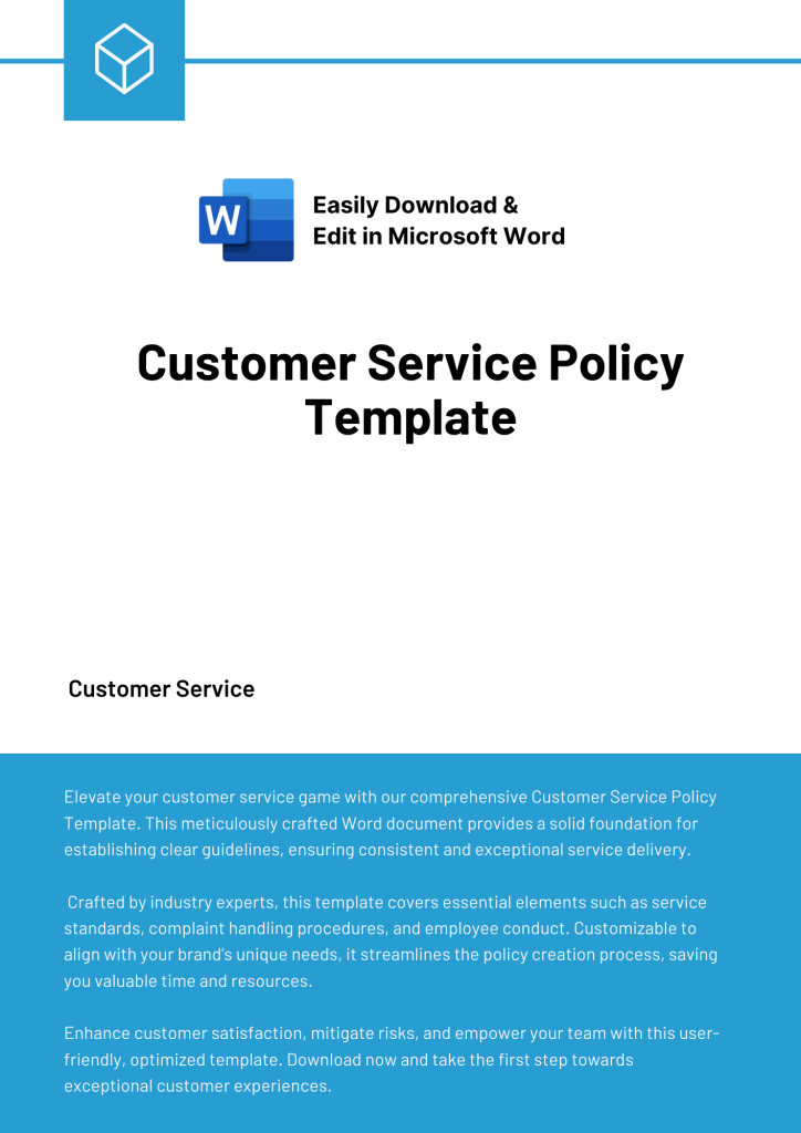 Customer Service Policy Template - Expert Policy Templates