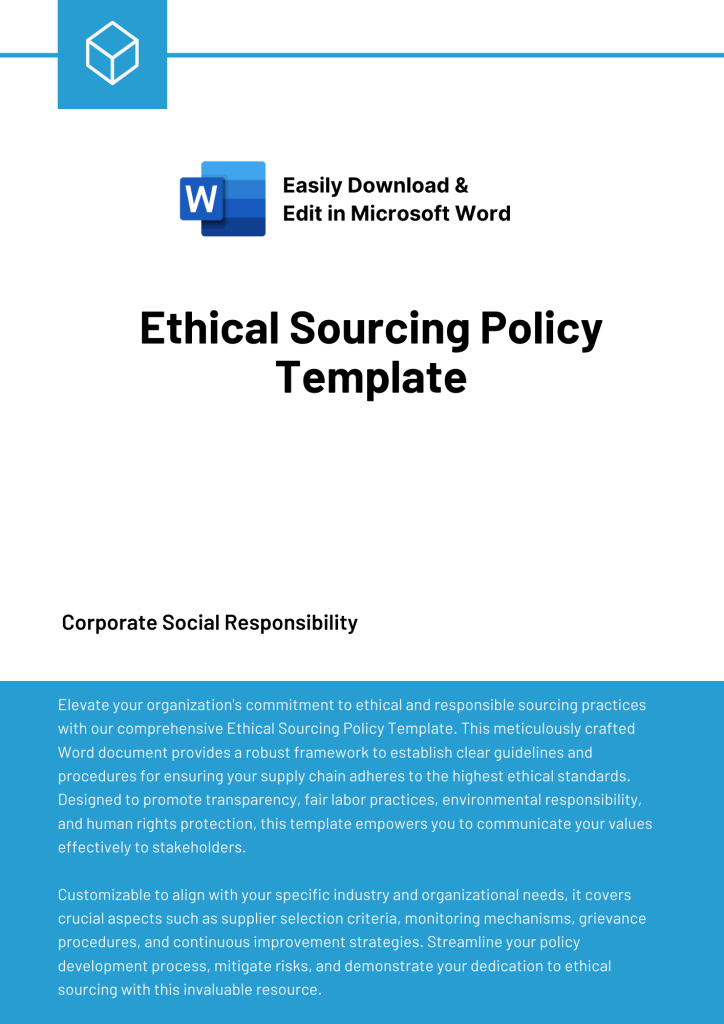 Ethical Sourcing Policy Template Expert Policy Templates