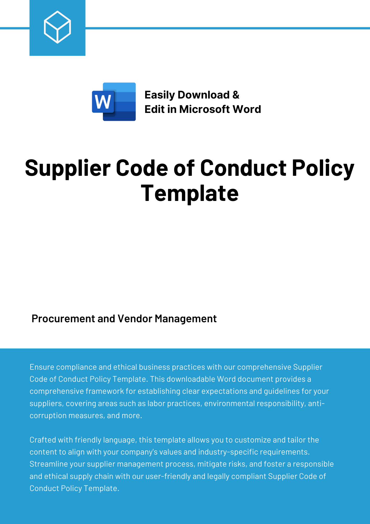 Supplier Code Of Conduct Policy Template - Expert Policy Templates