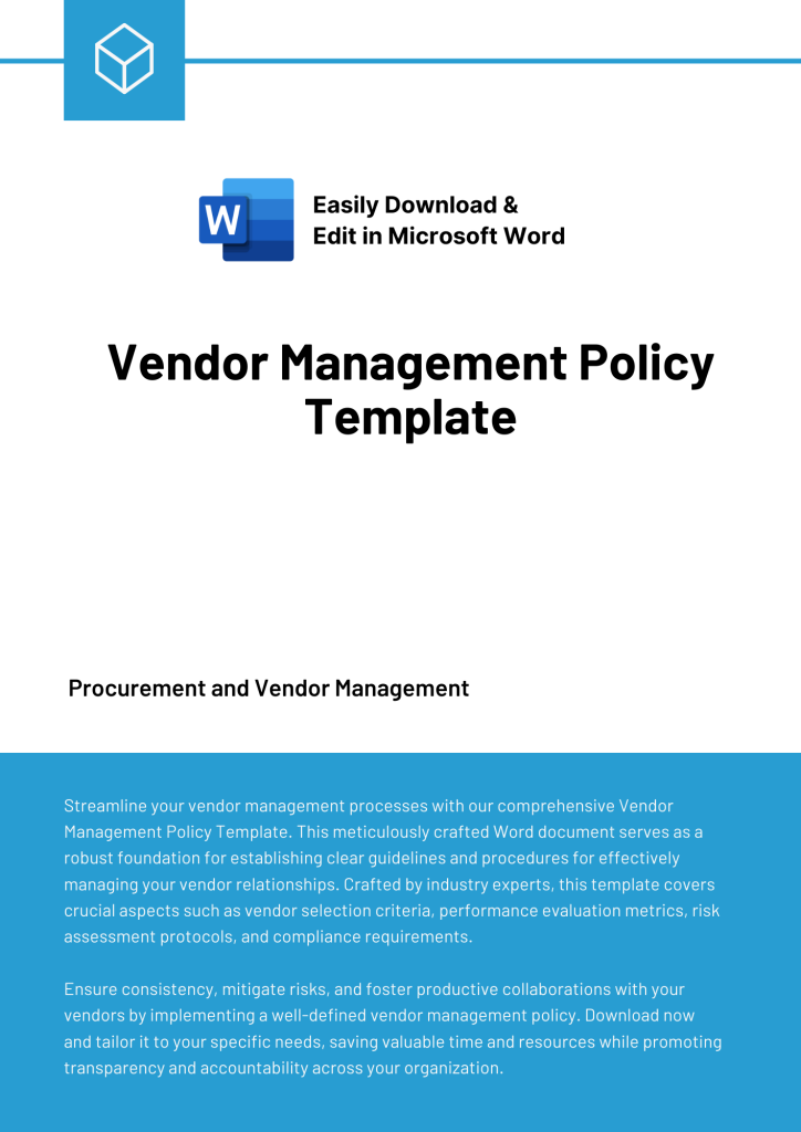 Vendor Management Policy Template Expert Policy Templates